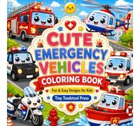 CUTE EMERGENCY VEHICLES COLORING BOOK: Fun & Easy Designs for Kids (Tiny Toadstool Press Activity Collection)