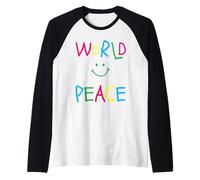 Cute Emotion Face World Peace Happy International Peace Day Raglan Baseball Tee