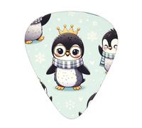 Cute-Emperor-Penguin-Snowflake 12 Pack Guitar Picks With 3 Thicknesses And Storage Box, Abs Plectrums For Electric Bass Guitar Players