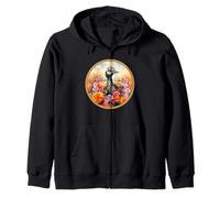 Cute Emu sitting in the meadow surrounded by flowers Zip Hoodie