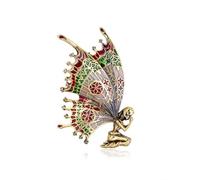 Cute Enamel Butterfly Wings Fairy Brooch Antique Zinc Alloy Pins for Women Statement Charms Gifts Jackets Suits Dress Accessories (Gold Plated)