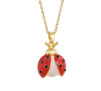 Cute Enamel Ladybug Pendant Necklace - Red Insect Charm Adjustable Chain Jewelry, Festive Gift for Women