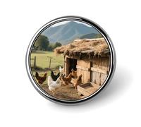 Cute Enamel Lapel Pin - Bear Catching Fish 1 Inch Round Badge, Aluminum Alloy Brooch Pin for Jackets Hats Bags, Fashion Accessory for Men Women, Circular, Aluminum, no gemstone