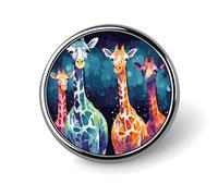 Cute Enamel Lapel Pin Colorful Giraffe Fans Lovers Round Badges Craft Supplies Durable Fashionable Brooch Pins for Men Women Costume Accessory
