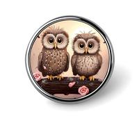 Cute Enamel Lapel Pin Cute Owls Round Badges Craft Supplies Durable Fashionable Brooch Pins for Men Women Costume Accessory