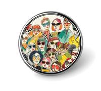 Cute Enamel Lapel Pin Happy Face Pattern Round Badges Craft Supplies Durable Fashionable Brooch Pins for Men Women Costume Accessory