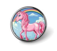 Cute Enamel Lapel Pin Magic Horse Pattern Round Badges Craft Supplies Durable Fashionable Brooch Pins for Men Women Costume Accessory