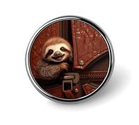 Cute Enamel Lapel Pin Sloth on Zipper Round Badges Craft Supplies Durable Fashionable Brooch Pins for Men Women Costume Accessory