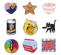 Cute Enamel Pins Badges Set, 9 PCS Vibrant Designs Cartoon Brooch Pins, Metal Base with Butterfly Clasp, Decorative Pins for Hats, Bags, Jackets, Jeans, T-Shirts Kids Men Women