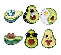 Cute Enamel Pins Set - 5 or 6-Piece Cartoon Fruit, Avocado, Cat, Donut Lapel Brooches for Backpacks, Jackets, Hats - Premium Alloy Badges with Gift Box (Fruit-shaped)