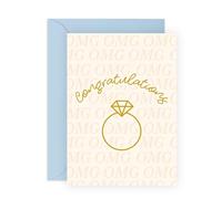 Cute Engagement Card for Him and Her - "Congratulations" - Gifts for Friends, Brother, Sister, Bestie, BFF, Son, Daughter - Minimalist and Romantic Ring Design - Includes Envelope