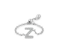 Cute Engagement Ring, Diamond Rings for Women Anniversary Letter Z Silver with Round Shape Diamond 14K White Gold Size I 1/2