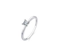 Cute Engagement Ring, Wedding Anniversary Rings Classic Solitaire 4 Prong Square Lab Diamond 0.5ct 18K White Gold Size N 1/2