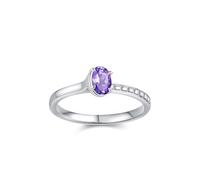 Cute Engagement Ring, Women's Anniversary Rings Elegant Design with Solitaire Oval Amethyst 0.5ct White Gold Platinum Size J 1/2