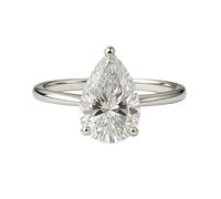 Cute Engagement Rings, Rings for Me Solitaire with Pear Shape Moissanite 14K White Gold Size L 1/2