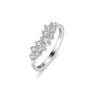 Cute Engagement Rings, Wedding Anniversary Rings Round with Moissanite Silver 18K White Gold Size I 1/2