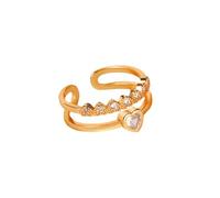 Cute Engagement Rings, Yellow Gold Anniversary Rings for Women 18K Open Ring Heart Lab Diamond Size Q 1/2