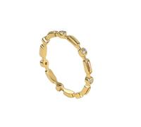 Cute Engagement Rings, Yellow Gold Anniversary Rings for Women 9K Geometric with Round Moissanite Size M 1/2