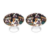 Cute English Bulldog Cabinet Knobs, 2-Pack Silver Stainless Steel Drawer Pulls with Screws, Elegant Hardware for Dressers, Kitchen,Cabinets & Desks