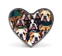 Cute English Bulldog Lapel Pin Heart Metal Brooch Pin with Secure Pinback Fashion Button Badge for Clothing, Hats, Bags Decoration