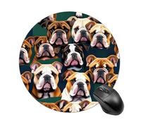 Cute English Bulldog Mouse Pad Round Laptop Mouse Mat Cute Computer Mousepad Keyboard Pad Non-Slip Desk Pads for Gaming Office Work Home