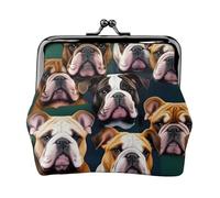 Cute English Bulldog Print Compact Coin Purse 4.52 x 4.13in Cute Mini Wallet with Kiss Lock Waterproof Pouch