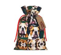 Cute English Bulldog Print Reusable Gift Bags,Drawstring Gift Bags For Jewelry And Gifts,For Festive Occasions