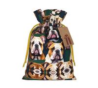 Cute English Bulldog Print Reusable Gift Bags,Drawstring Gift Bags For Jewelry And Gifts,For Festive Occasions