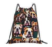Cute English Bulldog Print Unisex Gym Sack Durable Pe Bag Foldable Drawstring Backpack For Picnic Football Beach