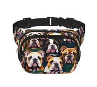 Cute English Bulldog Print Waist Pack Square Waist Bag Workout Hiking Running Travel Gym Pretty Zipper Fashion