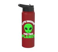 Cute Enough for This Planet Alien Space Humor Stainless Steel Insulated Water Bottle