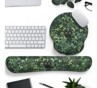 Cute Ergonomic Green Mouse Pad Cat Wrist Support,[ 20% Larger] Wrist Rest Gel Anime Kawaii 3D Green Office Plants Mouse Pads, Keyboards Silicon Wrist Pad,Pain Relief,Game Work Study Home Office.