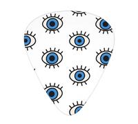 Cute Evil Eye 12 Pack Guitar Picks With 3 Thicknesses And Storage Box, Abs Plectrums For Electric Bass Guitar Players
