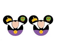 Cute Evil Queen Themed Earrings with Crown and Poison Apple Accents. Lightweight Stud Earrings for Women's Villain Cosplay