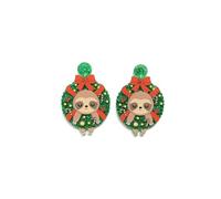 Cute Exaggerated Unique Husky Dog Cute Cat Lazy Sloth Christmas Wreath Bow Earrings for Women Girls Jewelry Gifts, One Size, Acrylic, No Gemstone