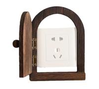Cute Exit Covers with Door, Fairy Door Exit Cover | Decorative Frame No Drilling for Home Plug - Solid Wood Protective Cover Fairy Door Design,
