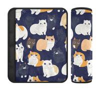 Cute Exotic Cats Navy Blue 2 pcs car Seatbelt Covers Release Stress to Your Neck and Shoulders for Van accesorios para carro