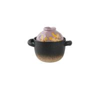 Cute, exquisite, heat-resistant and uncoated exquisite clay pot rice casserole-purple flowers-blame pot