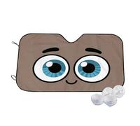 Cute Eyes Brown Wind Sun Shade for Car Sun Visor Foldable Vehicle Sunshade 30x55 Inch
