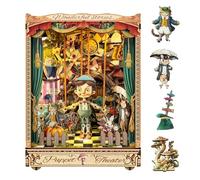 Cute-Eyfud Book Nook Kit, Miniature House Kit with Sensor LED Light, 3D Wooden Dollhouse Book Nook for Adults-Puppet Theatre