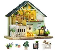 CUTE-Eyfud DIY Miniature Dollhouse Kit For 14+ & Adults, Wooden House Set with LED Lights & Music Box, 1:24 Scale tiny house Building Kit, Handmade Birthday Gift for Women & Girls (Plants Studio)