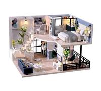 CUTE-Eyfud DIY Miniature Dollhouse Kit, Handmade Mini Wooden House Kits with Furniture -1:24 Scale Toy Doll House with Plus Music Box & LED Light for Perfect Home Décor or Gift (NORDIC APARTMENT)