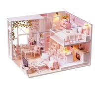 CUTE-Eyfud DIY Miniature Wooden Dollhouse Kit, Handmade Mini House Kits with Furniture -1:24 Scale Creative Doll House Toys for Children Gift Plus Music Box & LED Light (TRANQUIL LIFE)