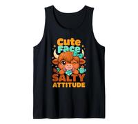 Cute Face Salty Attitude Fluffy Highland Cow Tank Top