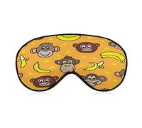 Cute Faces of Monkeys and Bananas Sleep Eye Mask Soft Eye Covers Blocking Lights Blindfold with Adjustable Strap for Travel Nap
