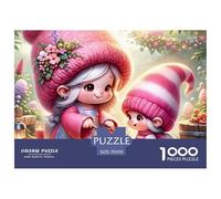 Cute Fairies Cooking 1000 Pieces Puzzle Game - Pink Gnome BBQ Garden The Whole Family Fun And Challenging Activity for Home Decompression70x50cm/1000pcs