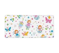 Cute Fairy Mouse Mat Cartoon Dragonfly Gaming Mouse Pad with Stitched Edges Non-Slip Large Desk Mat for PC Laptop Office Home Gamer 900x400x3mm Keyboard Mousepad