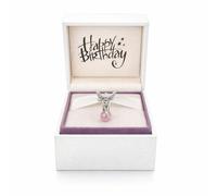 Cute Fairy Pixie Charm for Pandora Moments Bracelets 925 Sterling Silver Bead Sitting Upon a Faceted Pink Crystal Ball Her Girls Women - Happy Birthday Gift Box