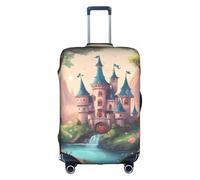 Cute Fairy Tale Castle01 Luggage Cover Elastic Washable Stretch Suitcase Protector Anti Scratch Travel Cover, White, S