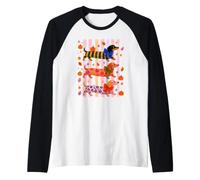 Cute Fall Dachshund Trio Dogs Pumpkins Bows Watercolor Raglan Baseball Tee